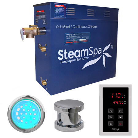 STEAMSPA Indulgence 9 KW QuickStart Bath Generator in Polished Chrome INT900CH